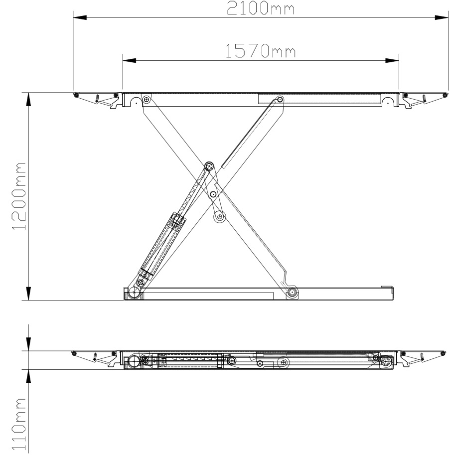 HY3512 Mobiele schaarhefbrug 3500kg/120cm - 220V - rood