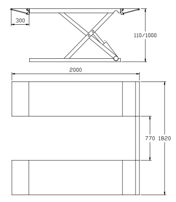 OreikO HYCD3000 Mobiele schaarhefbrug bandenbrug 3000kg - 220V - CE