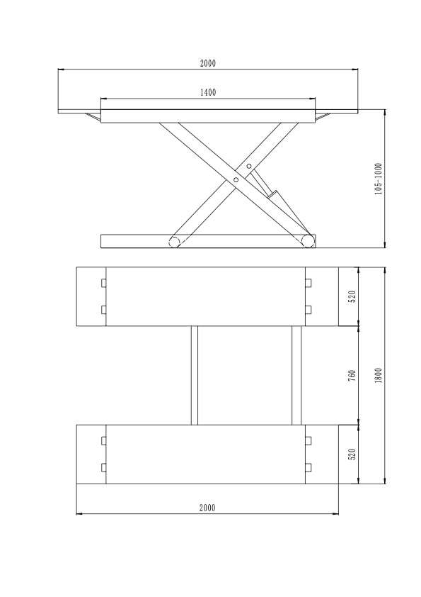 OreikO HYCD410 - 4100kg Mobiele schaarhefbrug 220V