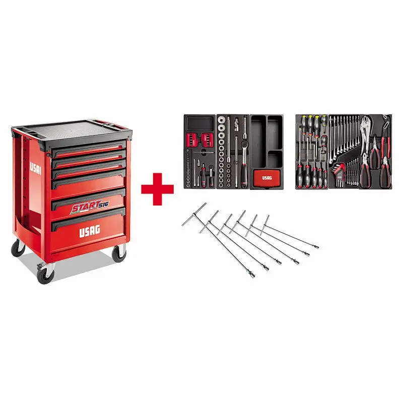 USAG 516 516 ST6NMA START ROLLER CABINET WITH AUTOMOTIVE ASSORTMENT 495 MAA (155 PCS.)